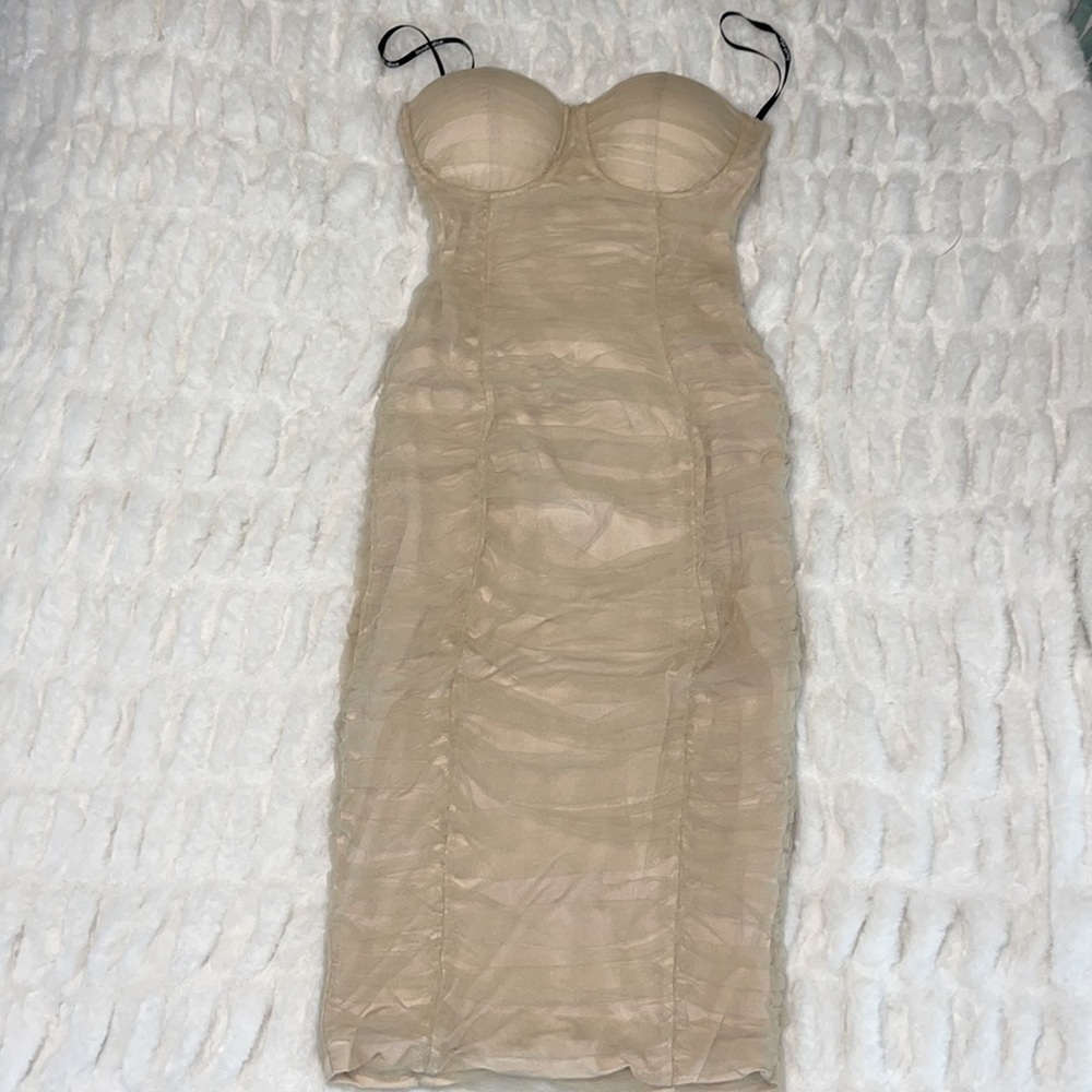 Nude strapless dress